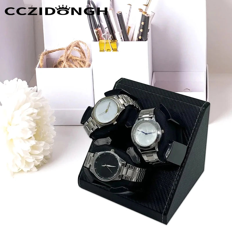 Remontoir pour 3 montres automatiques – Support ouvert noir