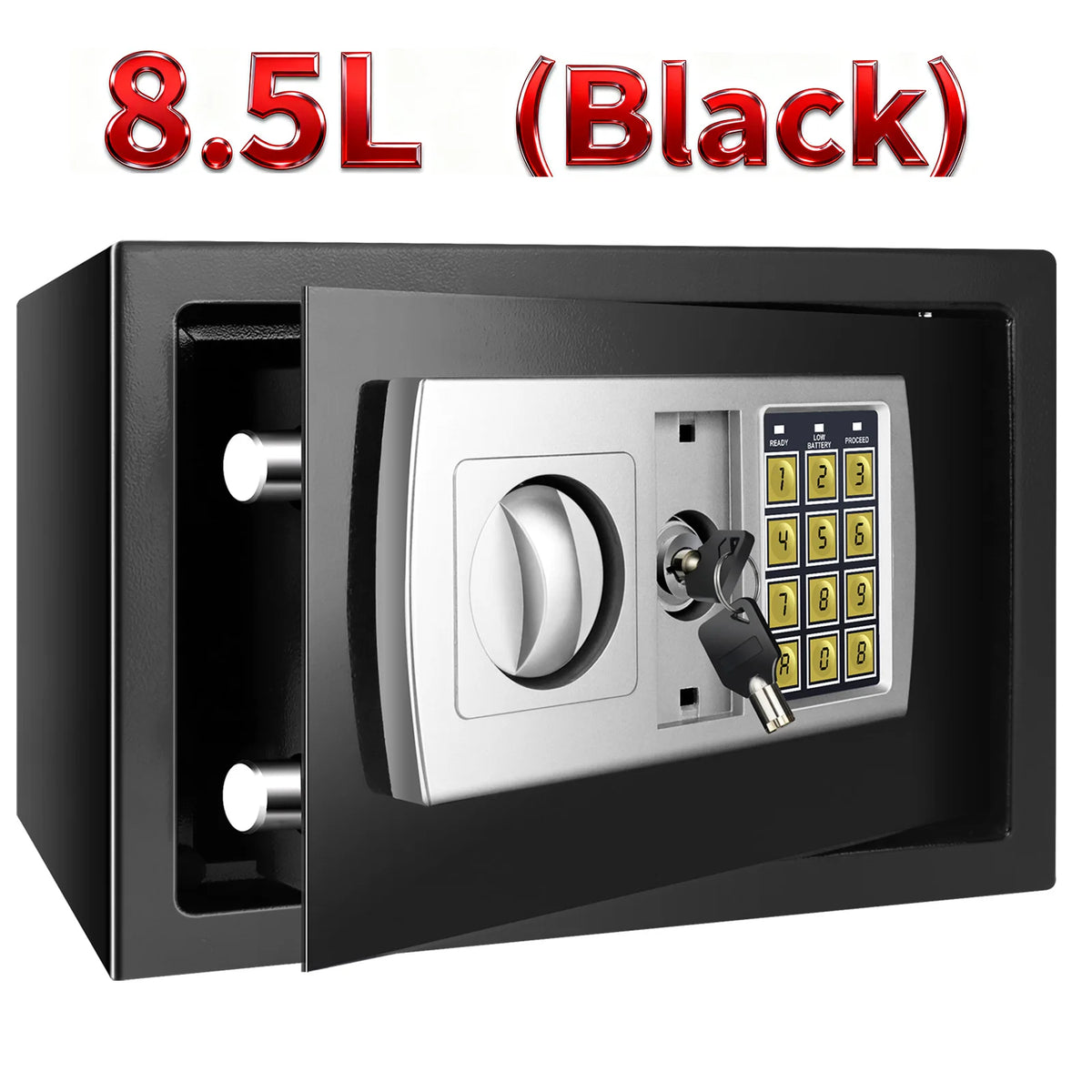 Petit coffre-fort à code 8,5 L – Noir – Clé de secours