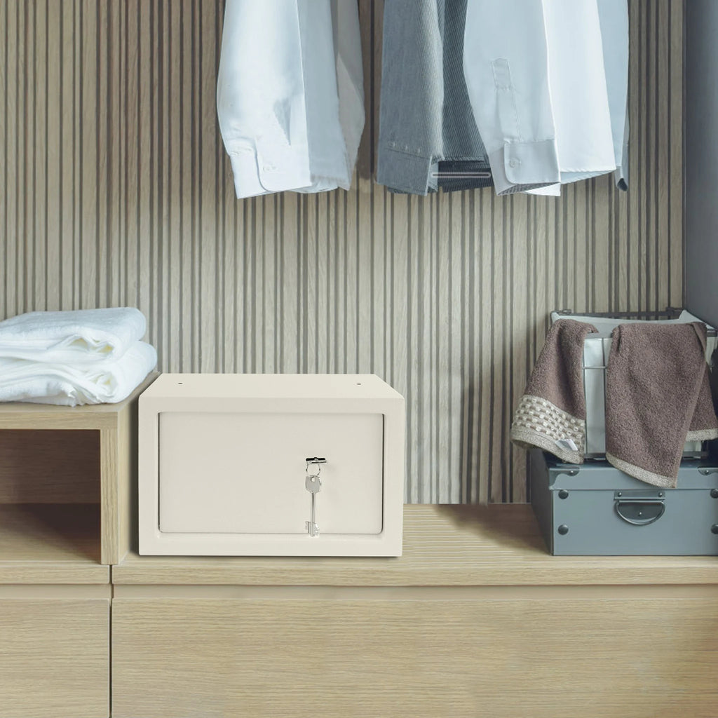 Petit coffre-fort à clé 31 cm – Beige – 2 clés