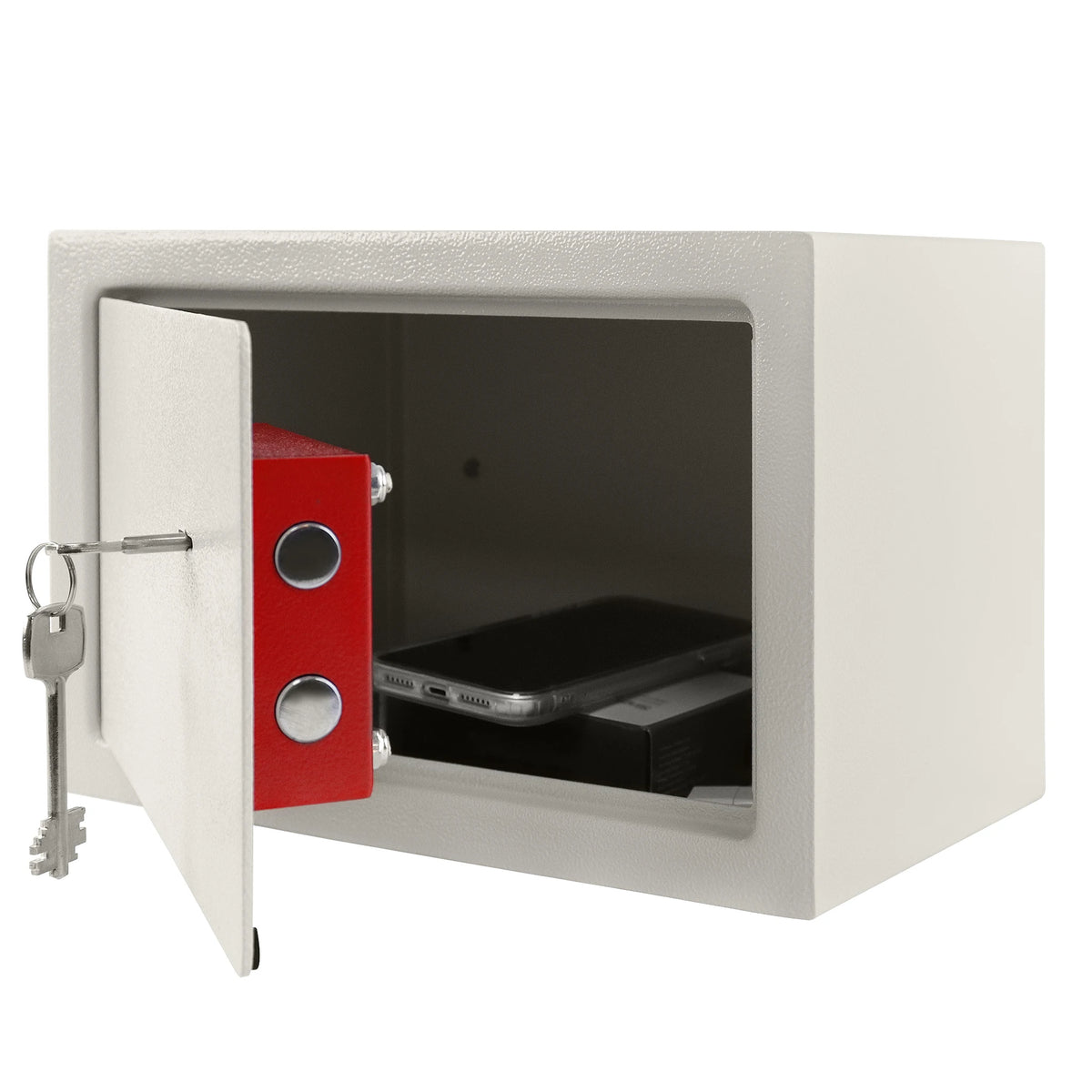 Petit coffre-fort à clé 31 cm – Beige – 2 clés