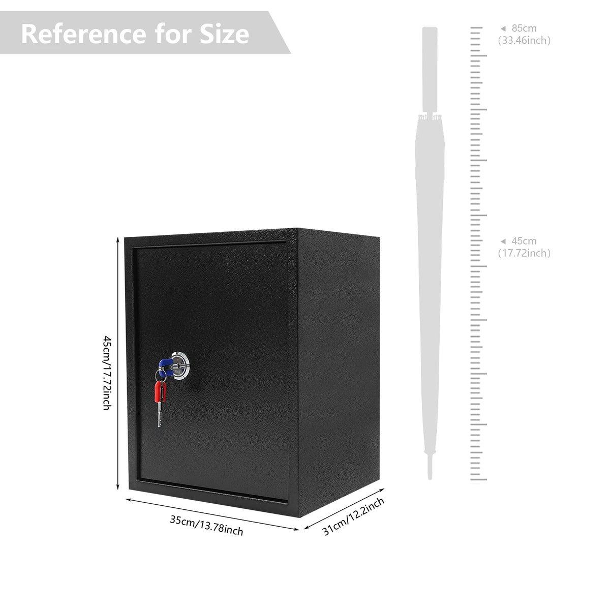 Coffre-fort à clé 35 L – Noir – 35 × 31 × 45 cm