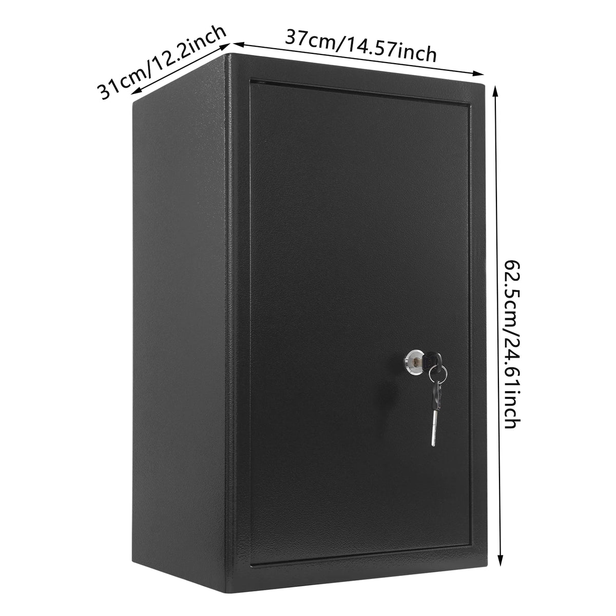 Grand coffre-fort à clé 60 L – Noir – Étagère amovible