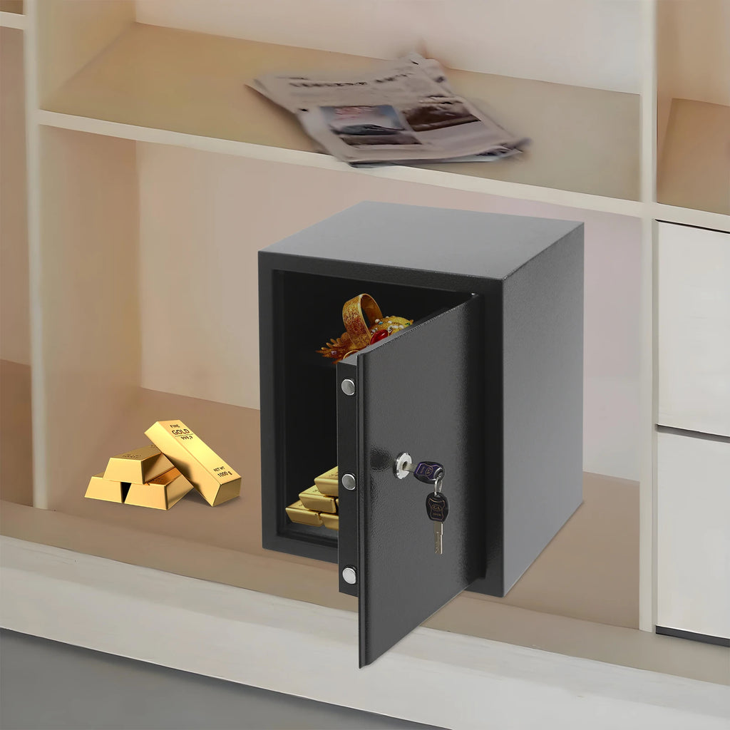 Grand coffre-fort à clé 60 L – Noir – Étagère amovible