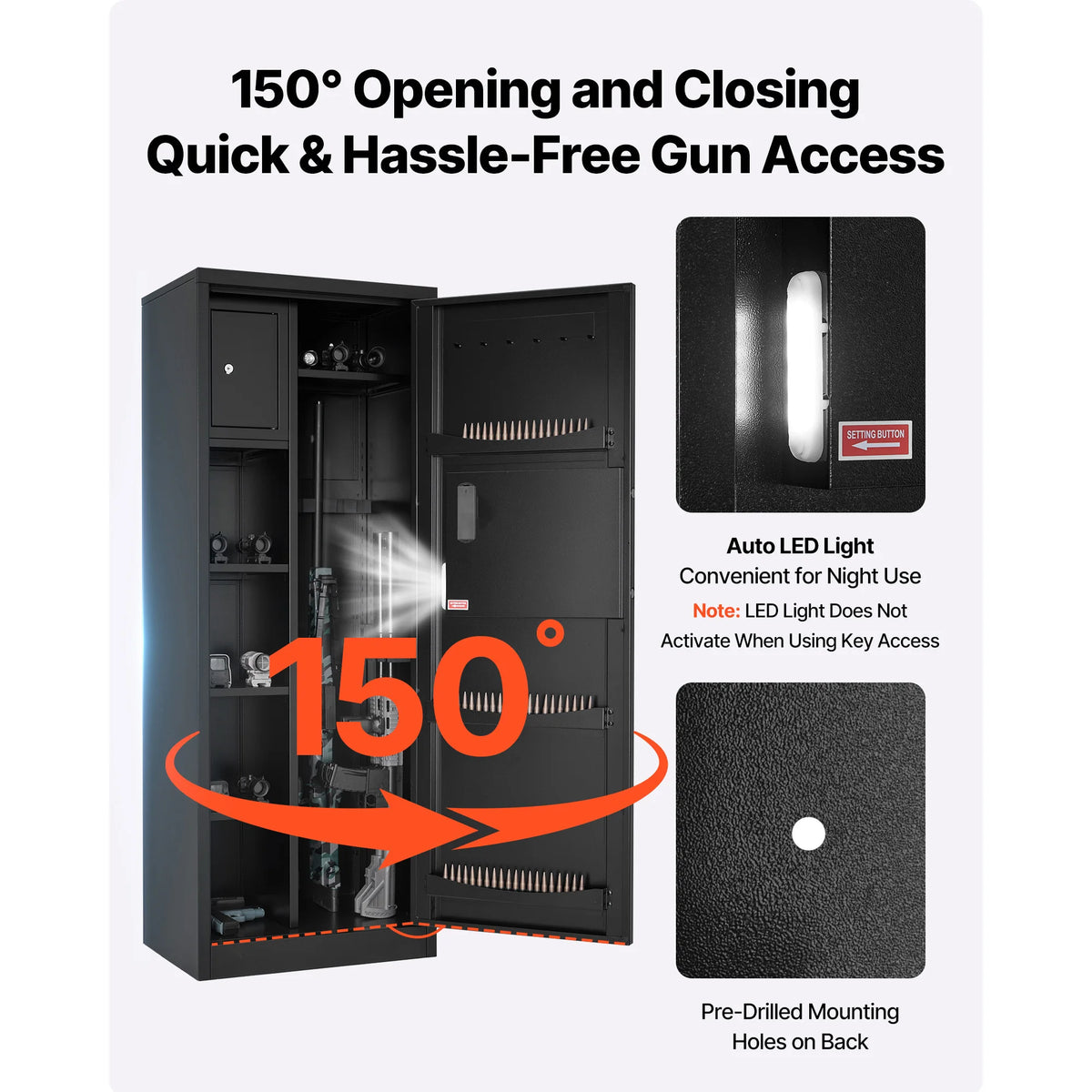 Armoire à fusils à code SucceBuy – 39,9 × 45 × 140 cm
