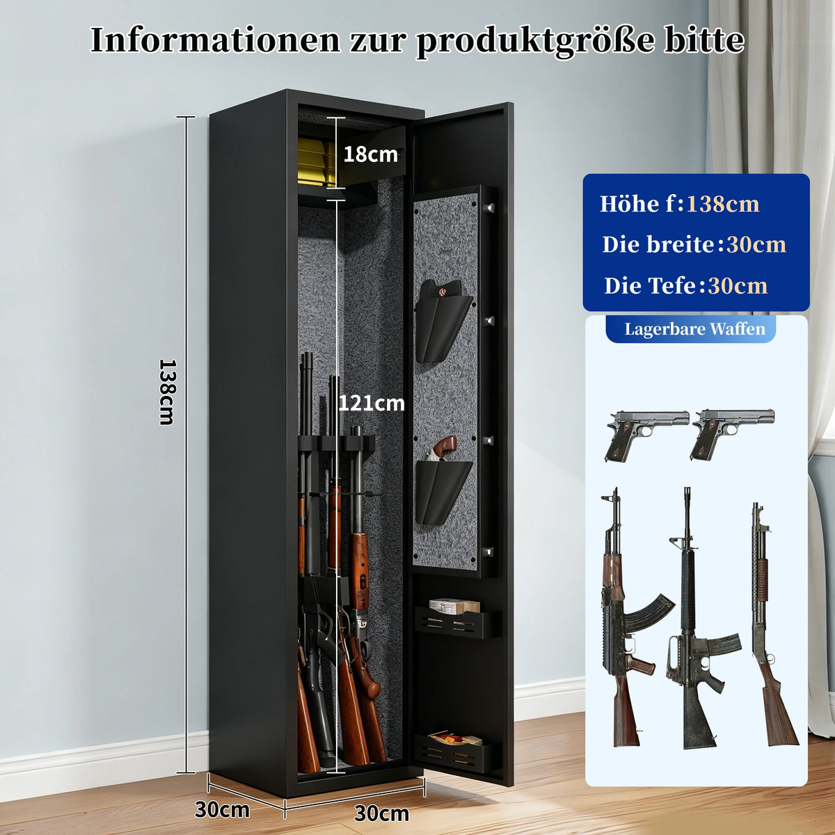 Armoire à fusils à code – Largeur intérieure 24 cm – Noir