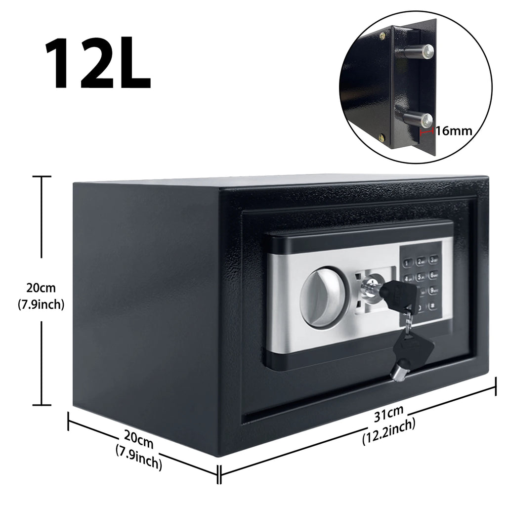 Petit coffre-fort électronique à code 12 L – Clé de secours
