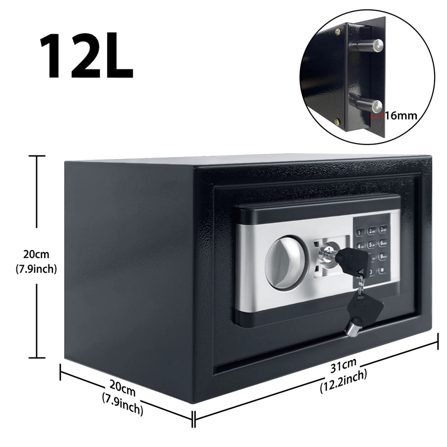 Petit coffre-fort électronique à code 12 L – Clé de secours