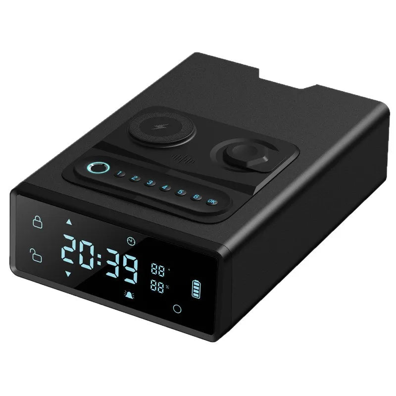 Coffre-fort biométrique pour pistolet avec horloge et charge sans fil – Noir