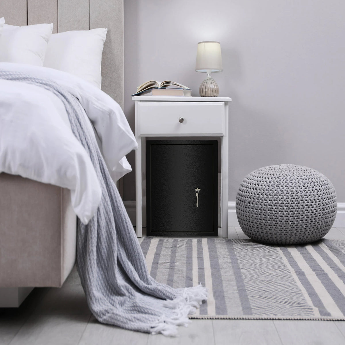 Grand coffre-fort à clé 50 cm – Noir – 2 niveaux