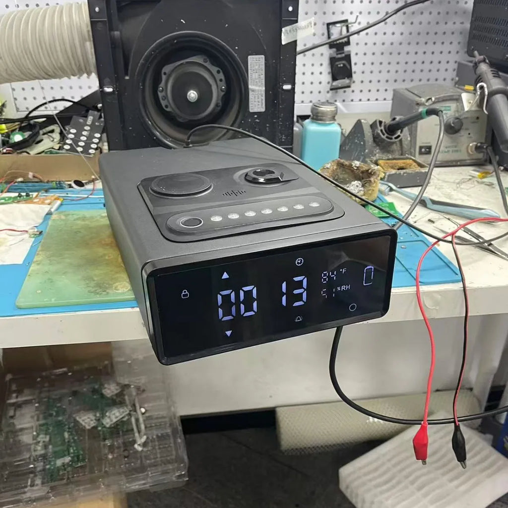 Coffre-fort biométrique pour pistolet avec horloge et charge sans fil – Noir